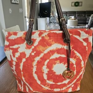 Michael Kors Orange Tie-Dye Tote Bag